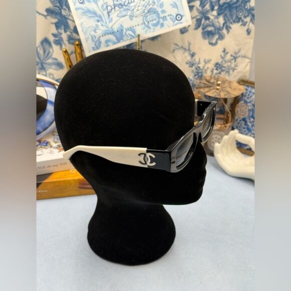 🆕 CHANEL 🧿 NWOT CH5525 Black & White Square Acetate Polarized Sunglasses - Picture 4 of 16